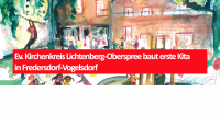 Ev. Kirchenkreis Lichtenberg-Oberspree baut erste Kita in Fredersdorf-Vogelsdorf. Aquarell: Winkens Architekten