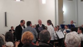 Frühlingskonzert des Posaunenchors Eggersdorf am 27. April 2019 - Bläserbeauftragter des Kirchenkreises und Superintendent ehren Bläserinnen und Bläser. Foto: Jörg Leue