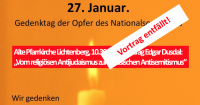 Alte Pfarrkirche Lichtenberg, 10.30 Uhr – Vortrag Edgar Dusdal: „Vom religiösen Antijudaismus zum rassischen Antisemitismus“