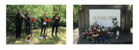 (V.l.n.r.:) Jürgen Hahn (Bläserbeauftragter Kirchenkreis Berlin Süd-Ost), Landesposaunenwart Christian Syperek, Britta Zettl und Michael Knake (Bläserbeauftragter Kirchenkreis Berlin Nord-Ost). Fotos: KEH