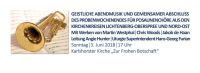 Geistliche Abendmusik und gemeinsamer Abschluss des Probenwochenendes für Posaunenchöre aus den Kirchenkreisen Lichtenberg-Oberspree und Nord-Ost am 3. Juni 2018 um 17 Uhr in der Karlshorster "Kirche zur Frohen Botschaft".