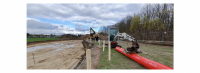 Bauarbeiten Ende März 2024 – Gemeinde Fredersdorf-Vogelsdorf und Ev. Kirchenkreis Berlin Süd-Ost: Grundsteinlegung für neue Kita auf dem Butenfeld am 30. April 2024, um 14 Uhr. Foto: Christian Dubrau