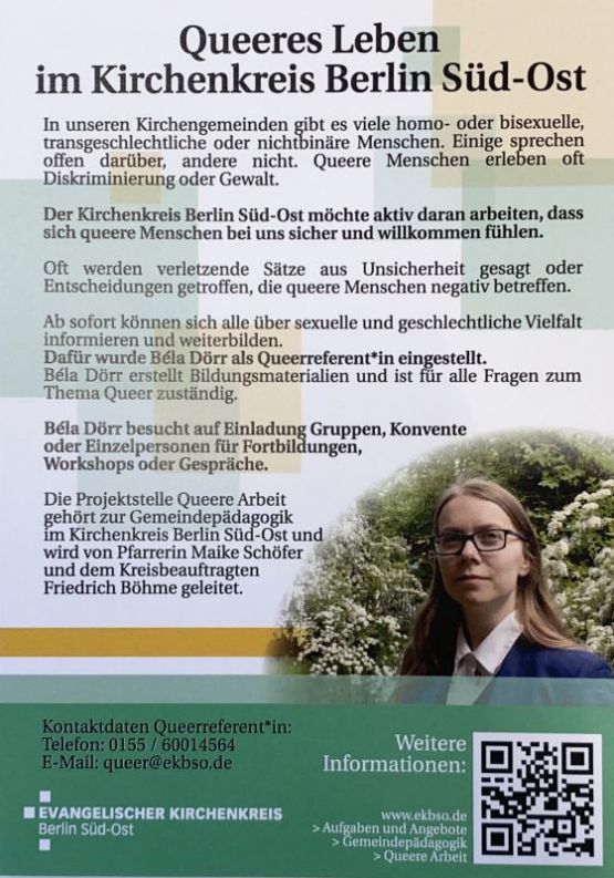 Herzlich willkommen Béla Dörr! Queerreferent*in im Evangelischen Kirchenkreis Berlin Süd-Ost