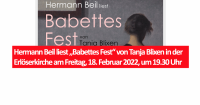 Hermann Beil liest „Babettes Fest“ von Tanja Blixen in der Erlöserkirche am Freitag, 18. Februar 2022, um 19.30 Uhr