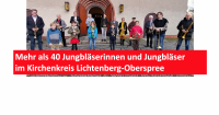 Nach dem Familiengottesdienst am 12. Februar 2022 in Friedrichsfelde: Unter Leitung von Cornelia Ewald spielte der Posaunenchor Karlshorst – mit von der Partie: Jungbläserinnen und Jüngbläser u. a. aus Karlshorst, Biesdorf und Grünau. Foto: Cornelia Ewald