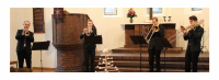 Bläserquartett des Ev. Kirchenkreises Berlin Süd-Ost in der Kirche Wegendorf bei Altlandsberg – Pfingstsonntag, 5. Juni 2022, 19 Uhr. Foto: Jürgen Bosenius / Ev. Kirchenkreis Berlin Süd-Ost