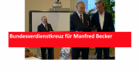 Bundesverdienstkreuz für Manfred Becker (jeweils links) mit dem Staatssekretär für Kultur Dr. Torsten Wöhler (rechts). Fotos: Hans-Georg Furian