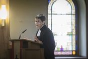Isolde Böhm, Vorsitzende des Kuratoriums der Evangelischen Schulstiftung, Superintendentin i.R. predigt beim Einführungsgottesdienst von Michael Tiedje am 9. September 2017. Foto: Evangelische Schulstiftung in der EKBO