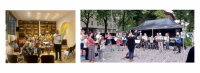 Fête de la Musique 2024: Der Posaunenchor des Kirchenkreises (links) und der Posaunenchor Karlshorst haben mitgemacht! Fotos: Privat