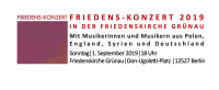 Unter der Schirmherrschaft von Bezirksbürgermeister von Treptow-Köpenick, Oliver Igel (SPD), findet am 1. September 2019 das zweite FRIEDENS-KONZERT in der Friedenskirche Grünau statt.