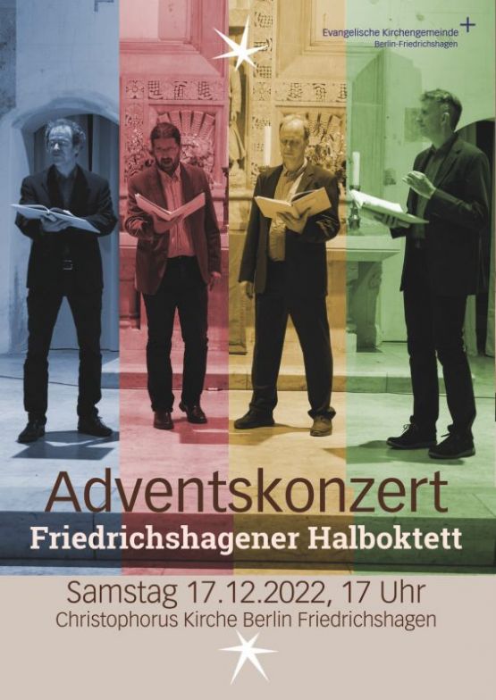 Friedrichshagener Halboktett: Adventskonzert am Samstag, 17. Dezember 2022, um 17 Uhr in der Friedrichshagener Christophoruskirche