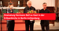 (V.l.n.r.:) Gastgeberin Dorit Hartmann, Hermann Beil und Kirchenmusikdirektor Matthias Elger am Abend des 25. September 2020 in der Lichtenberger Erlöserkirche. Foto: Jürgen Bosenius / kklios.de