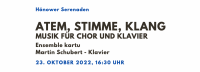 Hönower Serenade: Ensemble kartu – ATEM, STIMME, KLANG, Musik für Chor und Klavier – Sonntag, 23. Oktober 2023, 16.30 Uhr in der Dorfkirche Hönow