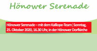 Hönower Serenade – mit dem Kalliope-Team│Sonntag, 25. Oktober 2020, 16.30 Uhr, in der Hönower Dorfkirche