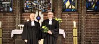 Superintendent Hans-Georg Furian und Pfarrer Paulus Hecker nach der Verabschiedung am 26. Januar 2020 in der Bekenntniskirche in Berlin-Treptow. Foto: Jürgen Bosenius / kklios.de