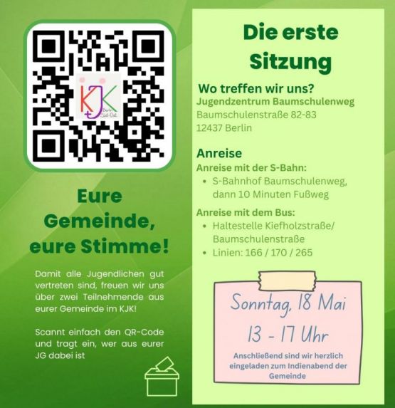 Kreisjugendkonvent am 18. Mai 2025 von 13 bis 17 Uhr im Jugendzentrum Baumschulenweg