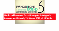 Herzlich willkommen! Zoom-Sitzung des Kreisjugendkonvents am Mittwoch, 23. Februar 2022, ab 18.30 Uhr