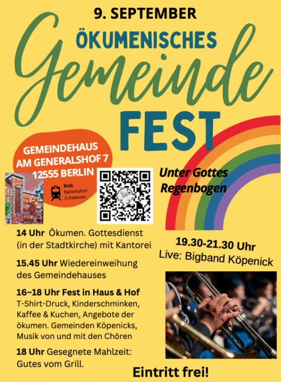 Ökumenisches Gemeinde-Fest in Köpenick am 9. September 2023 ab 14 Uhr