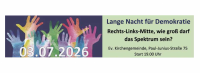 Evangelische Kirchengemeinde Lichtenberg: Lange Nacht für Demokratie am 3. Juni 2026 von 19 bis 3 Uhr! Paul-Junius-Straße 75