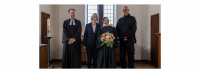 (V.l.n.r.:) Pfarrer Ulrich Kastner, Pfarrerin i.R. Katharina Dang, Pfarrerin Dr. Lillia Milbach-Schirr, GKR-Vorsitzender Thomas Langguth. Foto: Mattias Werner