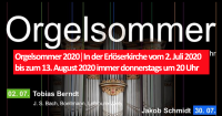 Orgelsommer 2020 in der Erlöserkirche - immer donnerstags um 20 Uhr
