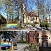 Es ist Ostern! Am Ende gewinnt das Leben! Banneraktion der Ev. Jugend Lichtenberg-Oberspree