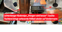 Lichtenberger Kiezkneipe „Morgen wird besser“: SozDia-Tischlerei bringt verbrannte Möbel wieder auf Vordermann. Fotos: SozDia Stiftung Berlin