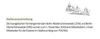 Die Ev. Kirchengemeinden Berlin-Niederschöneweide und Berlin-Oberschöneweide suchen eine Mitarbeiterin / einen Mitarbeiter für die Küsterei