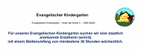 Ev. Kirchengemeinde Berlin-Marzahn:&nbsp;Für unseren Evangelischen Kindergarten suchen wir eine staatlich anerkannte Erzieherin (w/m/d) mit einem Stellenumfang von mindestens 30 Stunden wöchentlich.