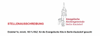 STELLENAUSSCHREIBUNG – Erzieher*in, m/w/d, 100 % RAZ, für die Evangelische Kita in Berlin-Kaulsdorf gesucht
