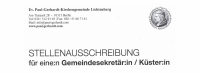 Ev. Paul-Gerhardt-Kirchengemeinde Lichtenberg – STELLENAUSSCHREIBUNG für einen Gemeindesekretär:in / Küster:in