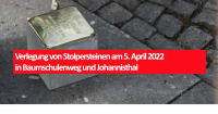 Verlegung von Stolpersteinen am 5. April 2022 in Baumschulenweg und Johannisthal. Foto: VVN-BdA Köpenick e.V.