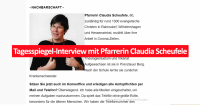 Pfarrerin Claudia Scheufele, Ev. Kirchengemeinde Rahnsdorf, im Gespräch mit Tagesspiegel-Redakteur Thomas Loy