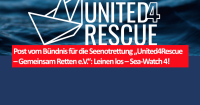 Post vom Bündnis für die Seenotrettung „United4Rescue – Gemeinsam Retten e.V.“: LEINEN LOS! Die Sea-Watch 4 ist jetzt auf dem Weg in den Einsatz.
