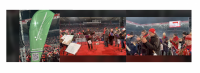 "Eiserne Bläser" des Ev. Kirchenkreises Berlin Süd-Ost spielen im Stadion An der Alten Försterei beim Weihnachtssingen 2024 von Union Berlin. Fotos: EKBSO