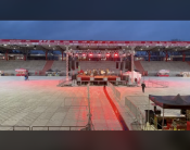 "Eiserne Bläser" des Ev. Kirchenkreises Berlin Süd-Ost spielen im Stadion An der Alten Försterei beim Weihnachtssingen 2024 von Union Berlin. Foto: EKBSO