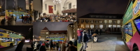 Mit dem Weihnachtsbläserbus 2024 auf Tour. Fotos: Jürgen Bosenius / Ev. Kirchenkreis Berlin Süd-Ost