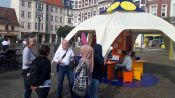 Projekt Welcome! und Kommunale Ökumene Treptow-Köpenick: interaktives Zelt „Facetten des Glaubens“. Foto: Welcome!