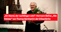 „Ein Abend, der nachklingen wird“: Hermann Beil las „Alte Meister“ von Thomas Bernhard in der Erlöserkirche. Foto: Martin Minges
