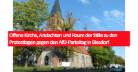 Offene Kirche, Andachten und Raum der Stille zu den Protesttagen gegen den AfD-Parteitag in Biesdorf. Foto: www.ev-kirche-biesdorf.de