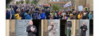 Zeichen der Solidarität – Mehrere hundert Menschen demonstrieren nach dem brutalen Übergriff auf den Ehemann der Pfarrerin in Berlin-Baumschulenweg vor der Kirche „Zum Vaterhaus“ gegen Hass und Gewalt. Fotos: ekbso.de