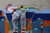 Ev. Paul-Gerhardt-Kirchengemeinde Lichtenberg: Graffiti-Projekt „Gestalte deinen Raum“. Foto: Projekt