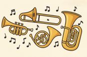 Am Montag, 23. März 2026, um 16.30 Uhr gibt es ein Blechblas-Instrumentenkarussell für jung und alt im Gemeindezentrum Hellersdorf. Illustration: KI-generiert