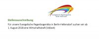 Für die Evangelische Regenbogenkita in Berlin-Hellersdorf suchen wir ab 1. August 2018 eine Wirtschaftskraft (Vollzeit)
