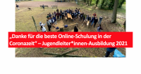 „Danke für die beste Online-Schulung in der Coronazeit“ – Jugendleiter*innen-Ausbildung 2021. Foto: Sebastian Sievers / kklios.de