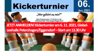 JETZT ANMELDEN! Kickerturnier am 6. 11. 2021, Giebelseehalle Petershagen/Eggersdorf – Start um 13.30 Uhr