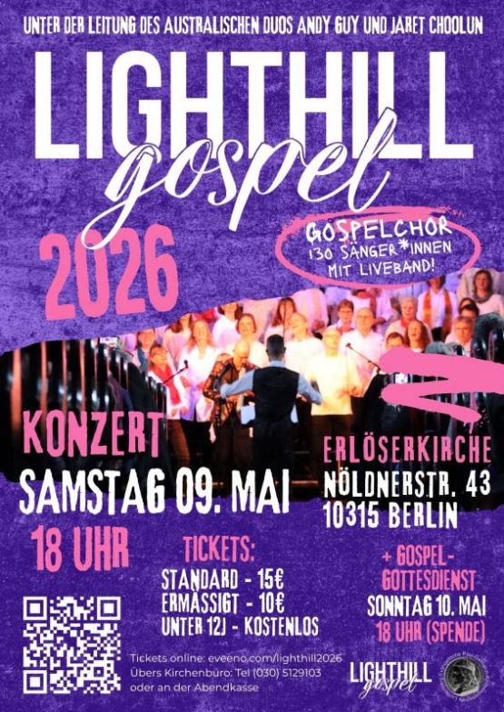  Abschlusskonzert „Lighthill Gospel" 2026 – 130 Lichtenberger*Innen präsentieren in drei Sprachen mit zwei Chorleitern und einer Band ihr Abschlusskonzert
