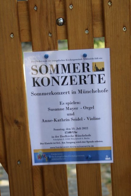 2. Sommerkonzert Dorfkirche Münchehofe: neue Orgel feiert Konzertpremiere – Sonntag, 10. Juli 2022, 17 Uhr. Foto: Jürgen Bosenius / Kirchenkreis Berlin Süd-Ost