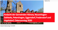 Gemeinsame Andacht der Kirchengemeinden Hönow, Neuenhagen-Dahlwitz, Petershagen, Eggersdorf, Fredersdorf und Vogelsdorf für Ostersonntag 2020