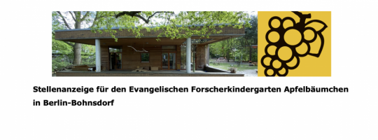 Evangelischer Forscherkindergarten Apfelbäumchen in Berlin-Bohnsdorf: Erzieher:in gesucht